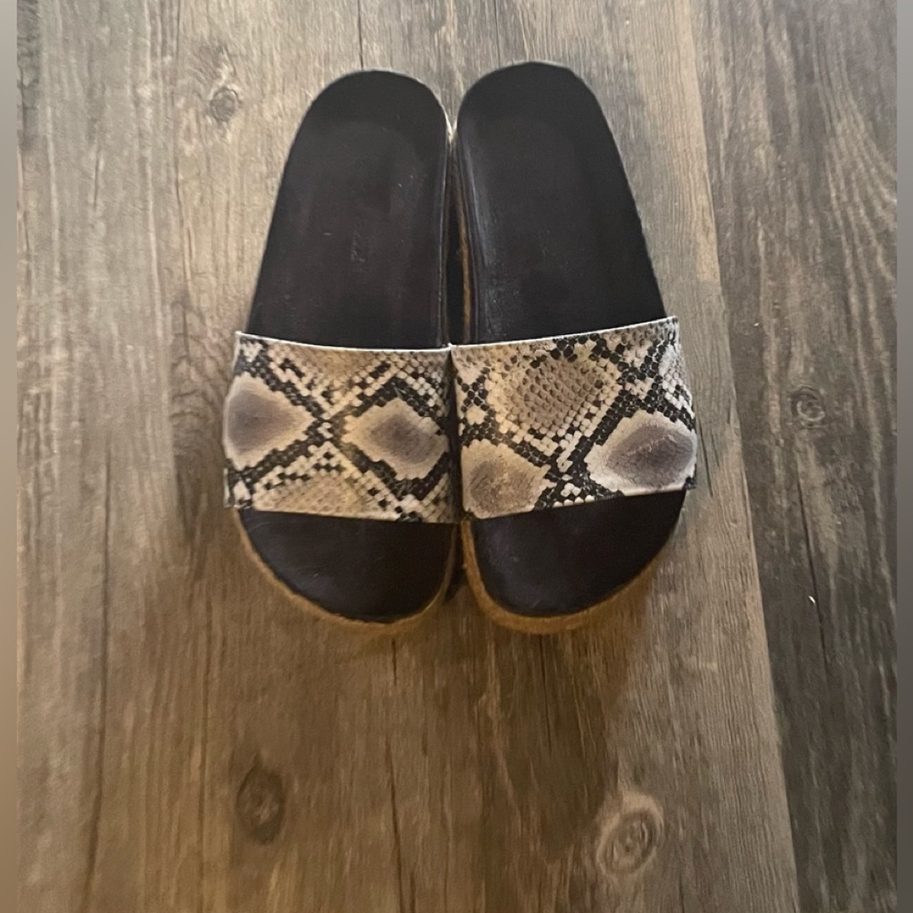 Espadrille Platform Slides With Python Print Size… - image 1
